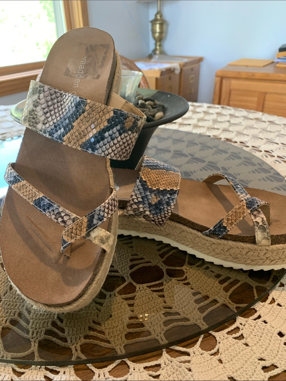 Snake Print Platform Sandals in Neutral Tones by Madden Girl